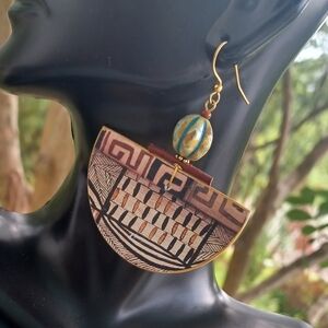 African Kuba Print Paper Earrings